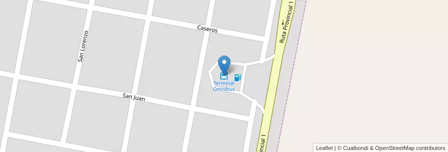 Mapa de ubicacion de Terminal Omnibus en آرژانتین, Córdoba, Departamento San Justo, Pedanía Libertad, Municipio De Brinkmann, Brickmann.