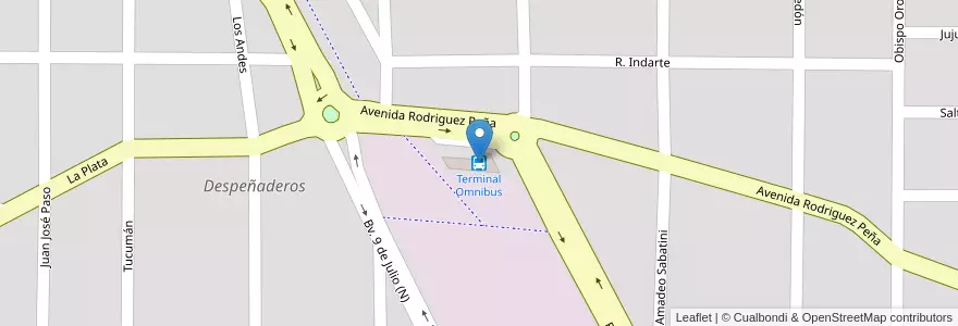 Mapa de ubicacion de Terminal Omnibus en Аргентина, Кордова, Departamento Santa María, Municipio De Despeñaderos, Pedanía San Antonio, Despeñaderos.
