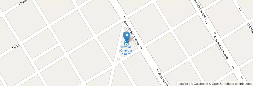 Mapa de ubicacion de Terminal Omnibus Alberdi en アルゼンチン, トゥクマン州, Departamento Juan Bautista Alberdi, Municipio De Juan Bautista Alberdi, Villa Alberdi.