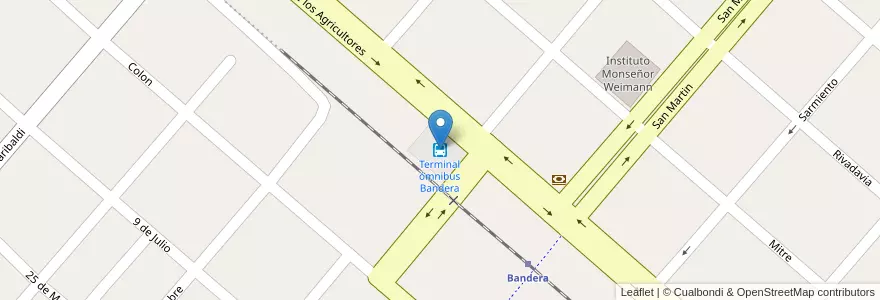Mapa de ubicacion de Terminal ómnibus Bandera en الأرجنتين, Santiago Del Estero, Departamento Belgrano.