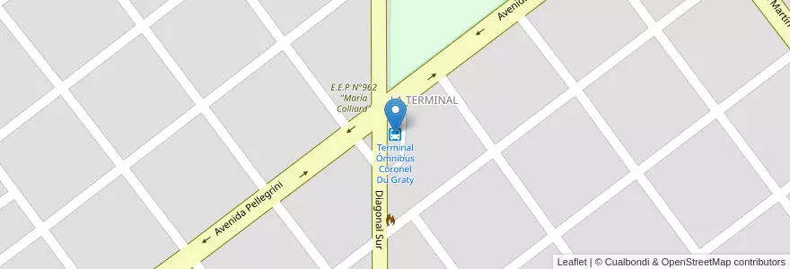 Mapa de ubicacion de Terminal Ómnibus Coronel Du Graty en 아르헨티나, Chaco, Departamento Mayor Luis Jorge Fontana, Municipio De Coronel Du Graty, Coronel Du Graty.