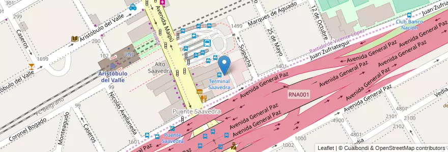 Mapa de ubicacion de Terminal Saavedra Línea 203 en الأرجنتين, Partido De Vicente López, Vicente López.
