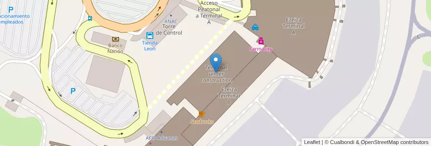 Mapa de ubicacion de Terminal under construction en 아르헨티나, 부에노스아이레스주, Partido De Ezeiza, Aeropuerto Internacional Ezeiza.