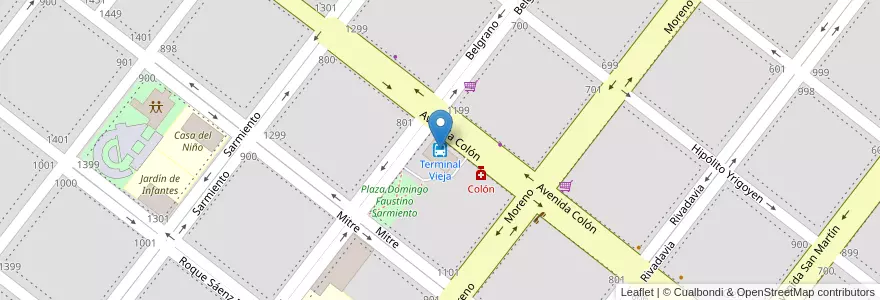 Mapa de ubicacion de Terminal Vieja en الأرجنتين, بوينس آيرس, Partido De Adolfo Alsina, Carhué.