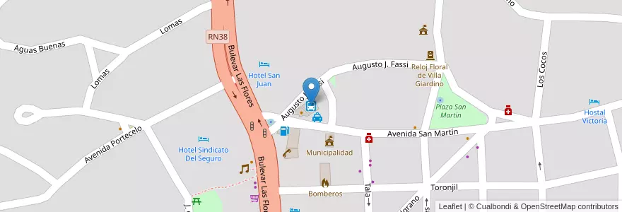 Mapa de ubicacion de Terminal Villa Giardino en Argentina, Córdova, Departamento Punilla, Pedanía San Antonio, Municipio De Villa Giardino, Villa Giardino.