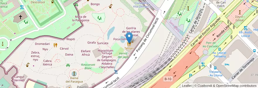 Mapa de ubicacion de Terrari en Sepanyol, Catalunya, Barcelona, Barcelonès, Barcelona.