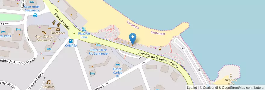Mapa de ubicacion de Terraza Lounge BNS en اسپانیا, Cantabria, استان کانتابریا, Santander, Santander.