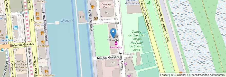 Mapa de ubicacion de Terrazas del Yacht, Puerto Madero en Arjantin, Ciudad Autónoma De Buenos Aires, Comuna 1, Buenos Aires.