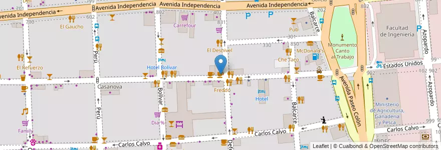 Mapa de ubicacion de Terrazas, San Telmo en アルゼンチン, Ciudad Autónoma De Buenos Aires, Comuna 1, ブエノスアイレス.
