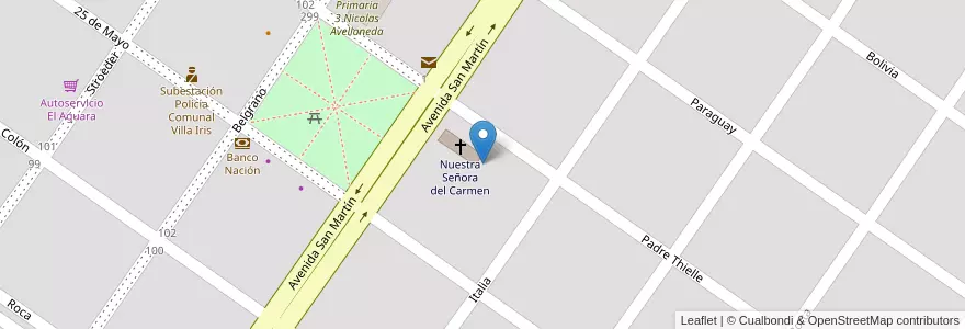 Mapa de ubicacion de Terreno de la Iglesia en アルゼンチン, ブエノスアイレス州, Partido De Puan, Villa Iris.