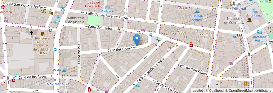 Mapa de ubicacion de TESORO, CALLE, DEL,6 en اسپانیا, بخش خودمختار مادرید, بخش خودمختار مادرید, Área Metropolitana De Madrid Y Corredor Del Henares, مادرید.
