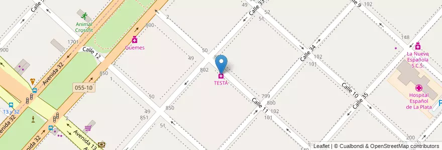Mapa de ubicacion de TESTA, Casco Urbano en Arjantin, Buenos Aires, Partido De La Plata.
