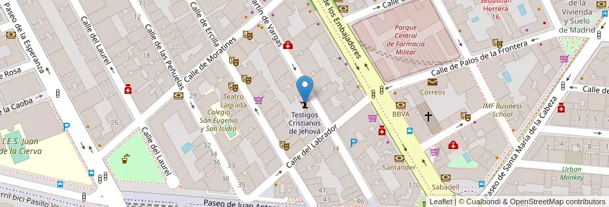Mapa de ubicacion de Testigos Cristianos de Jehová en Испания, Мадрид, Мадрид, Área Metropolitana De Madrid Y Corredor Del Henares, Мадрид.