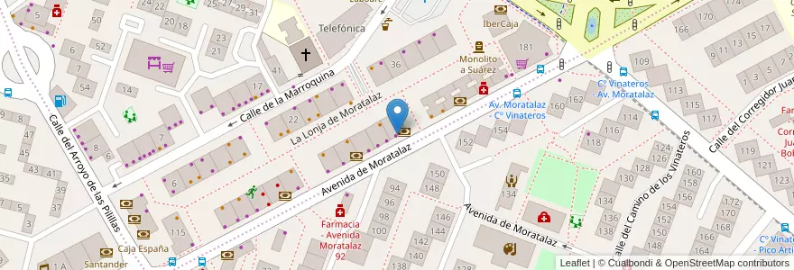 Mapa de ubicacion de Testigos Cristianos de Jehová. Avda. Moratalaz en スペイン, マドリード州, Comunidad De Madrid, Área Metropolitana De Madrid Y Corredor Del Henares, Madrid.
