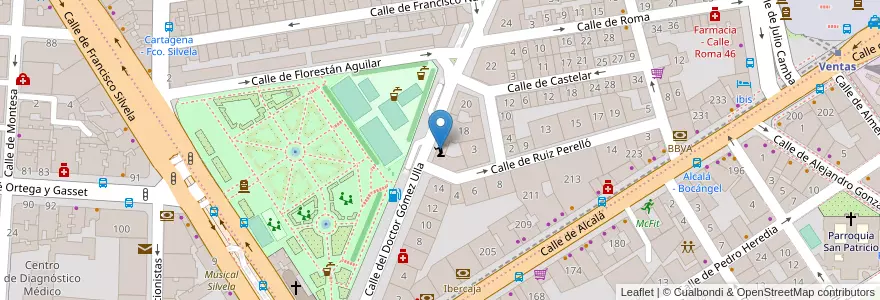 Mapa de ubicacion de Testigos Cristianos de Jehová. Calle Doctor Gómez Ulla en 西班牙, Comunidad De Madrid, Comunidad De Madrid, Área Metropolitana De Madrid Y Corredor Del Henares, Madrid.