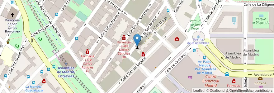 Mapa de ubicacion de Testigos Cristianos de Jehová. Calle San Moisés en اسپانیا, بخش خودمختار مادرید, بخش خودمختار مادرید, Área Metropolitana De Madrid Y Corredor Del Henares, مادرید.