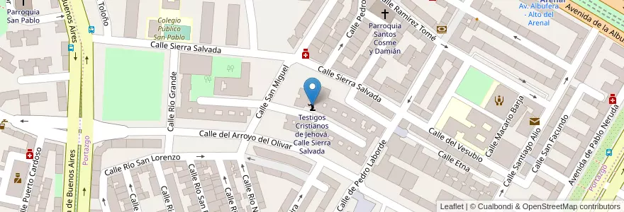 Mapa de ubicacion de Testigos Cristianos de Jehová. Calle Sierra Salvada en Spagna, Comunidad De Madrid, Comunidad De Madrid, Área Metropolitana De Madrid Y Corredor Del Henares, Madrid.