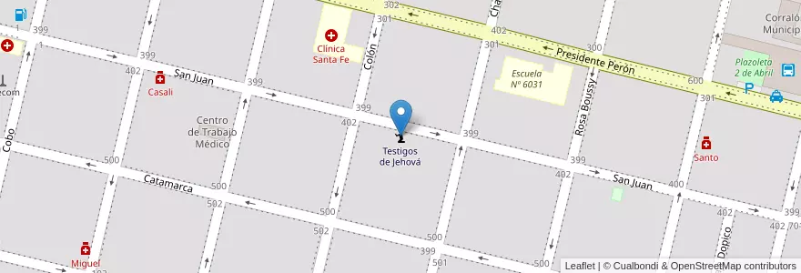 Mapa de ubicacion de Testigos de Jehová en 阿根廷, Santa Fe, Departamento General López, Municipio De Rufino.
