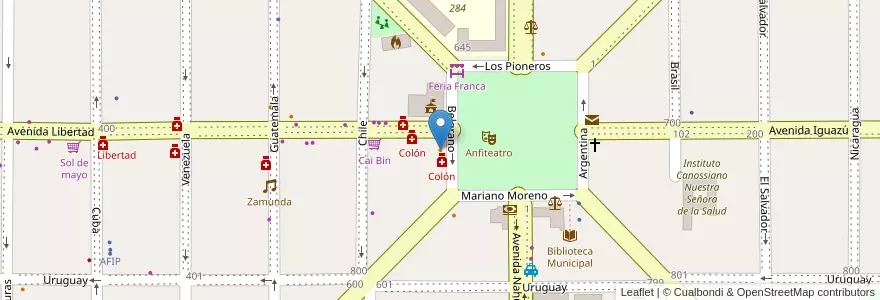 Mapa de ubicacion de Testimonios en アルゼンチン, ミシオネス州, Departamento San Ignacio, Municipio De Jardín América.