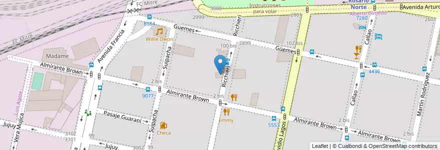 Mapa de ubicacion de Texel S.R.L. en Argentinië, Santa Fe, Departamento Rosario, Municipio De Rosario, Rosario.