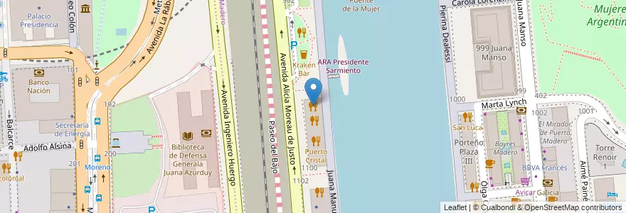 Mapa de ubicacion de TGI Friday's, Puerto Madero en Arjantin, Ciudad Autónoma De Buenos Aires, Comuna 1, Buenos Aires.