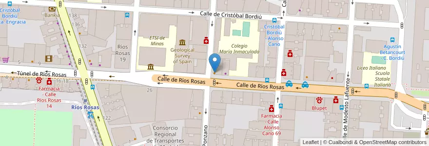 Mapa de ubicacion de The brave en Испания, Мадрид, Мадрид, Área Metropolitana De Madrid Y Corredor Del Henares, Мадрид.