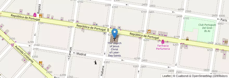 Mapa de ubicacion de The Church of Jesus Christ of Later-Day Saints en 아르헨티나, 부에노스아이레스주, Partido De La Matanza, Isidro Casanova.