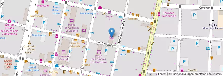 Mapa de ubicacion de The City Mall en Argentinien, Chile, Mendoza, Departamento Capital, Ciudad De Mendoza.