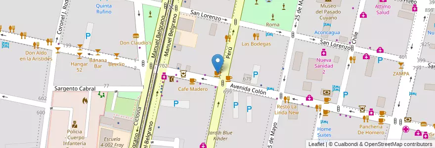 Mapa de ubicacion de The Coffee Shop en آرژانتین, شیلی, Mendoza, Departamento Capital, Sección 2ª Barrio Cívico, Ciudad De Mendoza.