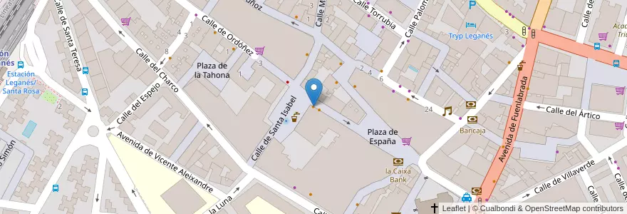 Mapa de ubicacion de The Diner American Foods en Испания, Мадрид, Мадрид, Área Metropolitana De Madrid Y Corredor Del Henares, Leganés.