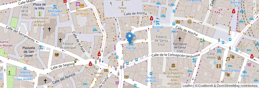 Mapa de ubicacion de The Hat Rooftop Bar en 스페인, Comunidad De Madrid, Comunidad De Madrid, Área Metropolitana De Madrid Y Corredor Del Henares, 마드리드.