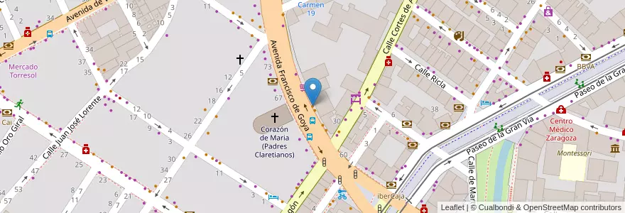 Mapa de ubicacion de The Penguin Row en إسبانيا, أرغون, سرقسطة, Zaragoza, سرقسطة.