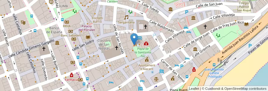 Mapa de ubicacion de The Plaice in the Corner en スペイン, バレンシア州, Alacant / Alicante, L'Alacantí, Alacant / Alicante.