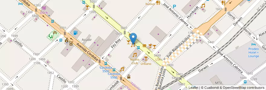 Mapa de ubicacion de The Roxy Live!, Palermo en Arjantin, Ciudad Autónoma De Buenos Aires, Buenos Aires.