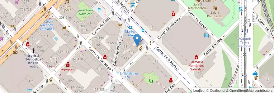 Mapa de ubicacion de Three Marks Coffee en Espanha, Catalunha, Barcelona, Barcelonès, Barcelona.