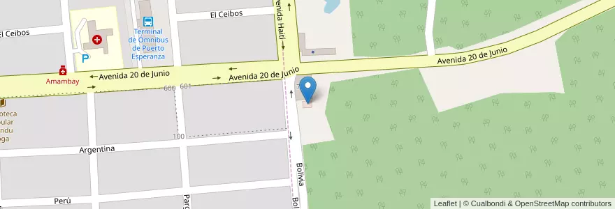 Mapa de ubicacion de Tiango Art House en Arjantin, Misiones, Departamento Iguazú, Municipio De Puerto Esperanza.