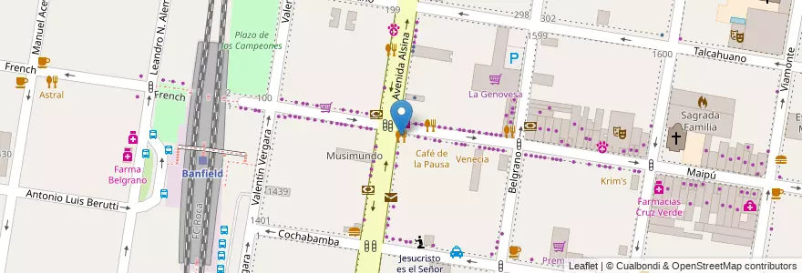 Mapa de ubicacion de Tiara en 阿根廷, 布宜诺斯艾利斯省, Partido De Lomas De Zamora, Banfield.