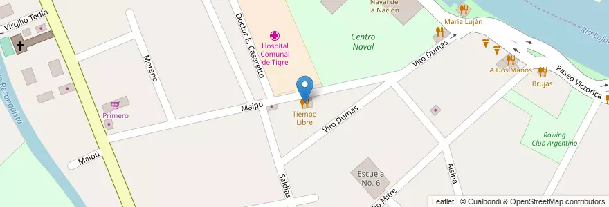 Mapa de ubicacion de Tiempo Libre en 阿根廷, 布宜诺斯艾利斯省, Partido De Tigre, Tigre.