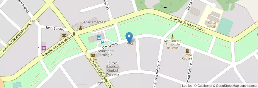Mapa de ubicacion de Tienda- en الأرجنتين, Misiones, Departamento Cainguás, Municipio De Aristóbulo Del Valle, Aristóbulo Del Valle.
