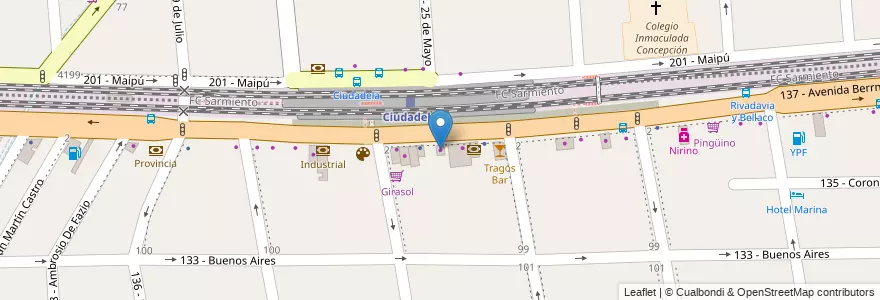 Mapa de ubicacion de Tienda de Ahorro en Arjantin, Buenos Aires, Partido De Tres De Febrero, Ciudadela.