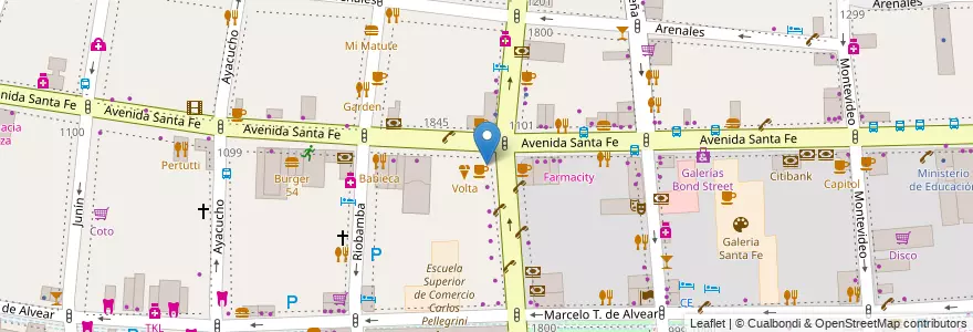 Mapa de ubicacion de Tienda de Café, Recoleta en Argentina, Ciudad Autónoma De Buenos Aires, Comuna 2, Buenos Aires.