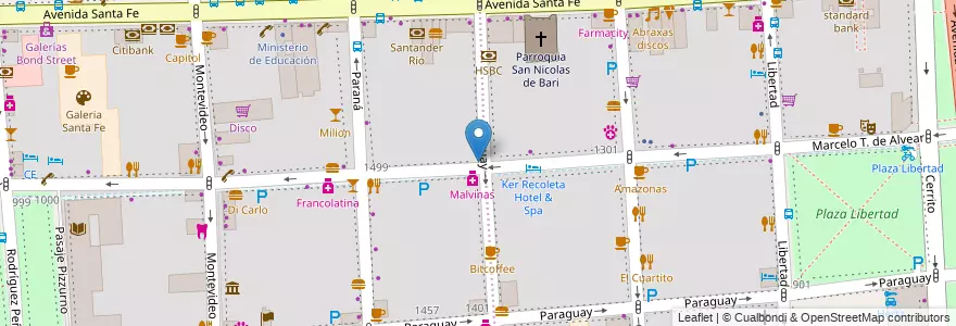 Mapa de ubicacion de Tienda de Café, Recoleta en Argentina, Autonomous City Of Buenos Aires, Comuna 1, Autonomous City Of Buenos Aires.