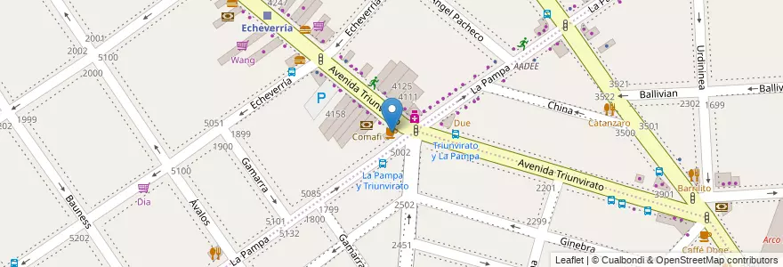 Mapa de ubicacion de Tienda de Café, Villa Urquiza en Argentina, Ciudad Autónoma De Buenos Aires, Comuna 12, Buenos Aires.