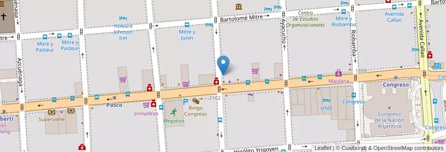 Mapa de ubicacion de Tienda de Pizzas & empanadas, Balvanera en 阿根廷, Ciudad Autónoma De Buenos Aires, Comuna 3, 布宜诺斯艾利斯.