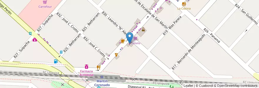 Mapa de ubicacion de Tienda Isamar en Argentinië, Buenos Aires, Partido De Tres De Febrero, Martín Coronado.