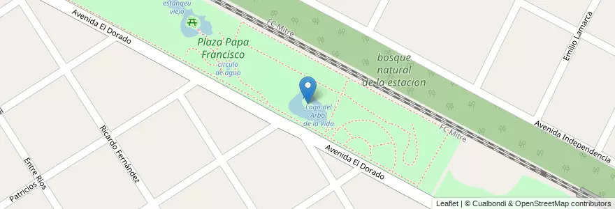 Mapa de ubicacion de tierra del arbol de la vida en Argentinië, Buenos Aires, Partido De Escobar, Ingeniero Maschwitz.