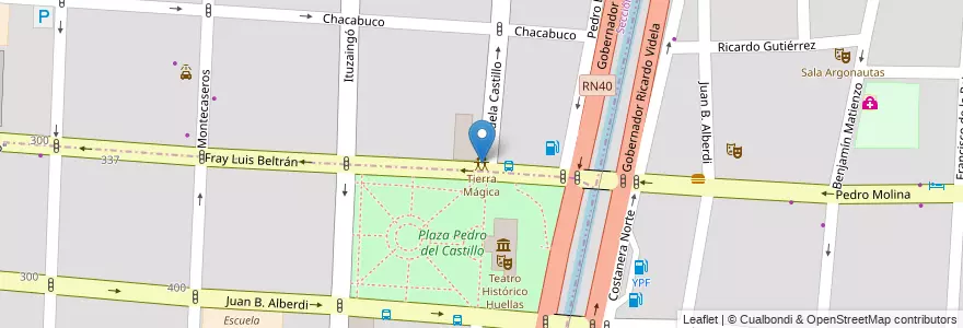 Mapa de ubicacion de Tierra Mágica en آرژانتین, شیلی, Mendoza, Departamento Capital, Ciudad De Mendoza.