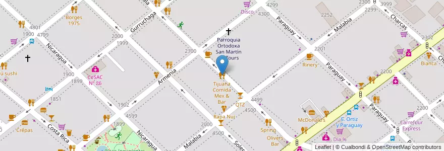 Mapa de ubicacion de Tijuana Comida Mex & Bar, Palermo en Аргентина, Буэнос-Айрес, Буэнос-Айрес, Comuna 14.