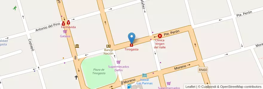 Mapa de ubicacion de Tinogasta en アルゼンチン, カタマルカ州, Departamento Tinogasta, Municipio De Tinogasta, Tinogasta.