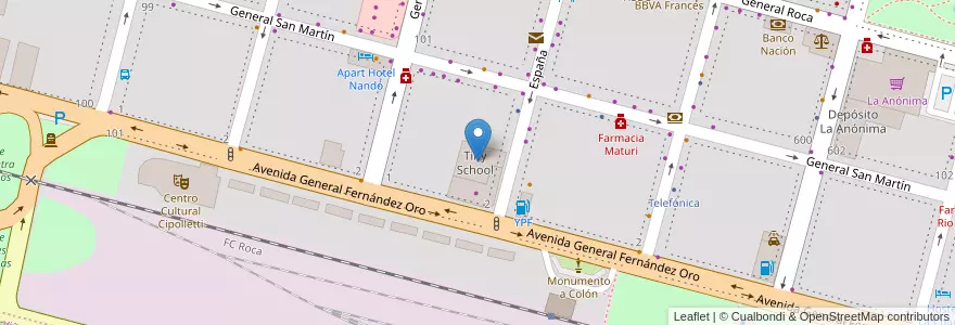 Mapa de ubicacion de Tiny School en آرژانتین, شیلی, استان ریو نگرو، آرژانتین, Cipolletti, Departamento General Roca.